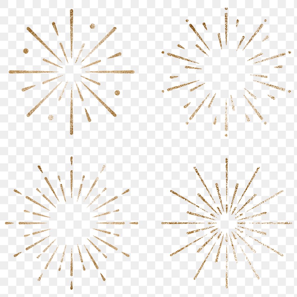New year firework sticker transparent png set