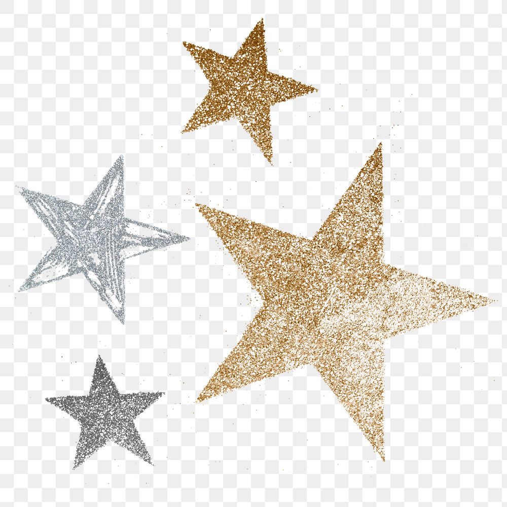 Festive glitter stars sticker transparent png 