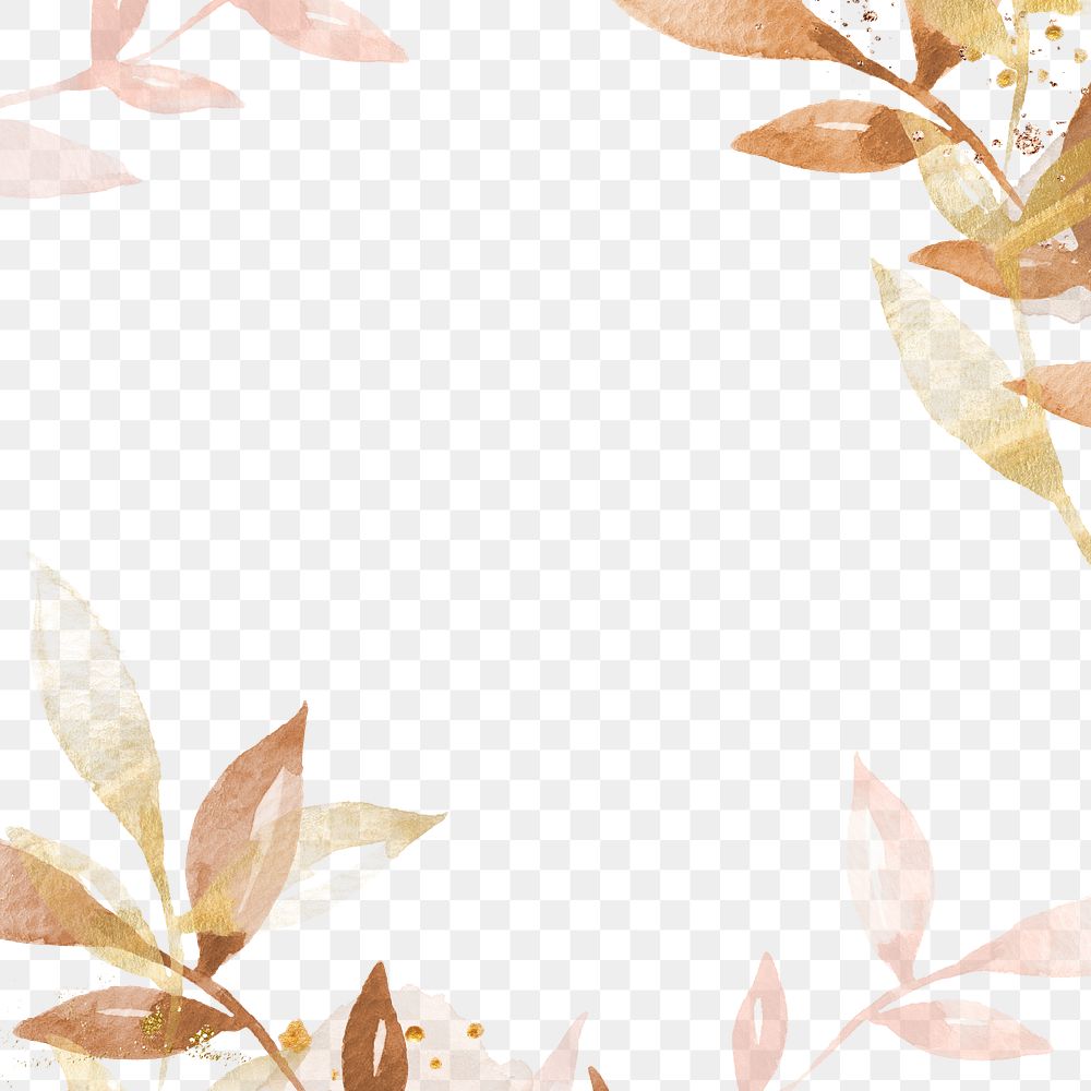 Watercolor leaf border png transparent background