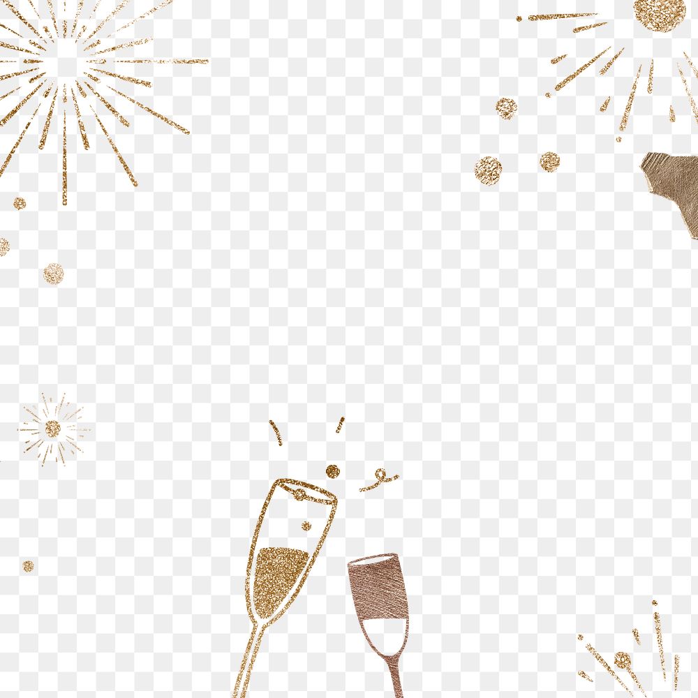 Sparkling champagne festive frame png transparent background