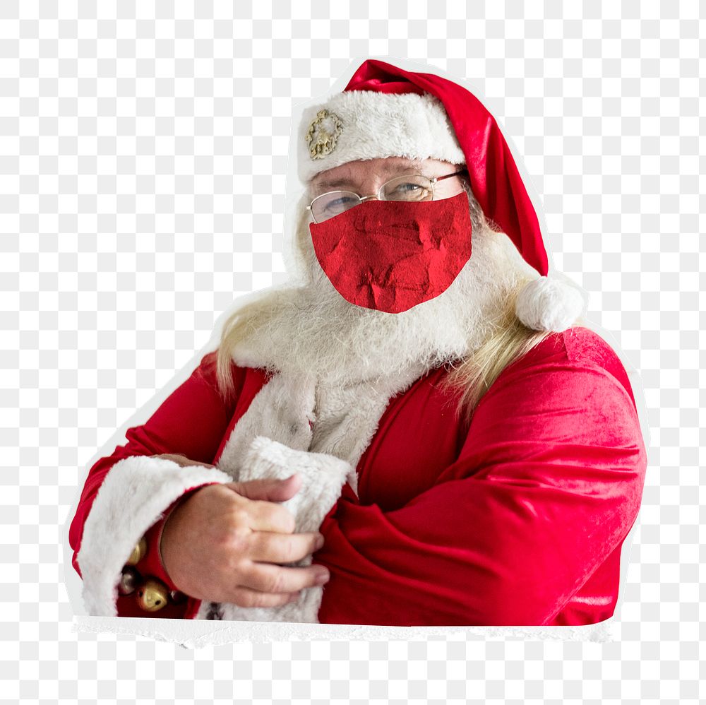 Santa wearing face mask png new normal Christmas celebration