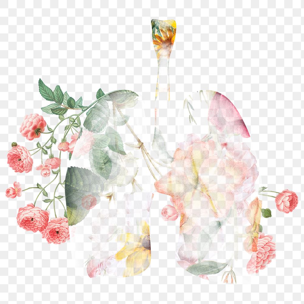 Lung with flowers infected with coronavirus