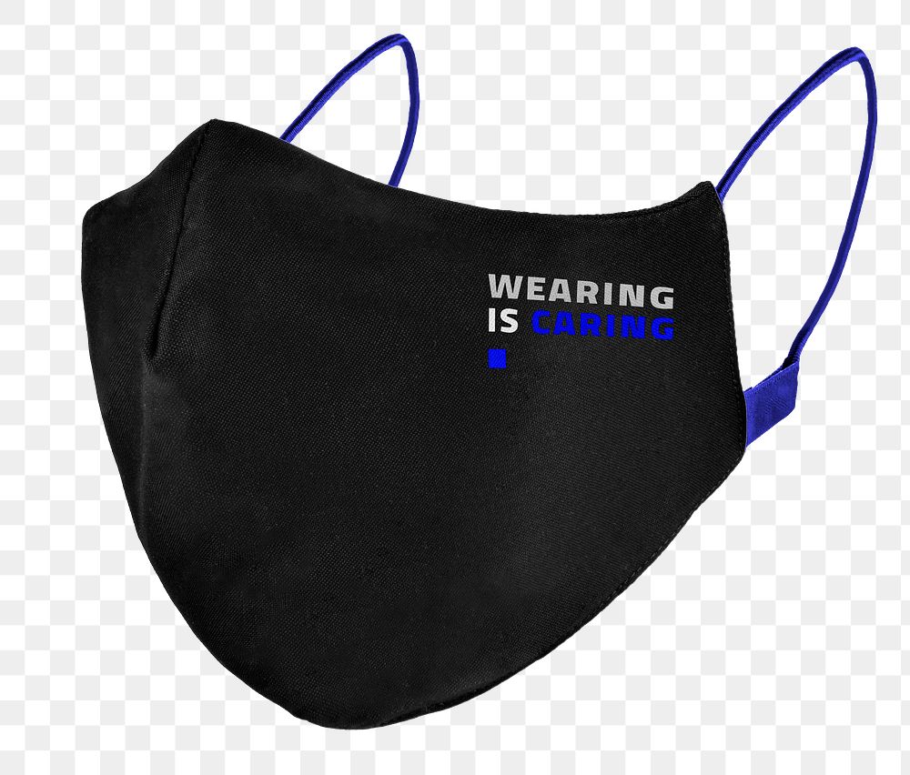 Wearing is caring png mockup black face mask