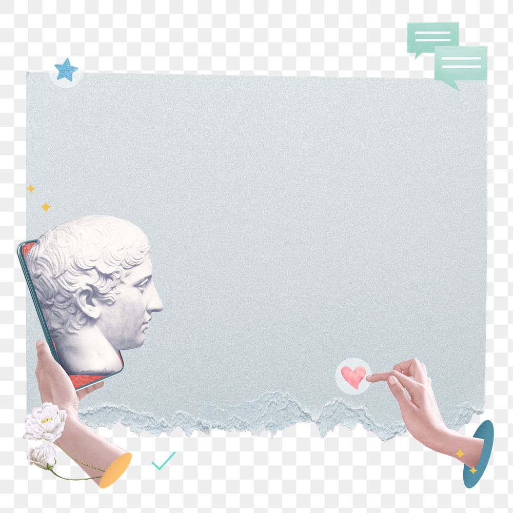 Aesthetic png online dating frame blue Greek god statue
