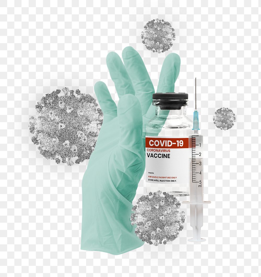 Covid-19 vaccine png with medical glove