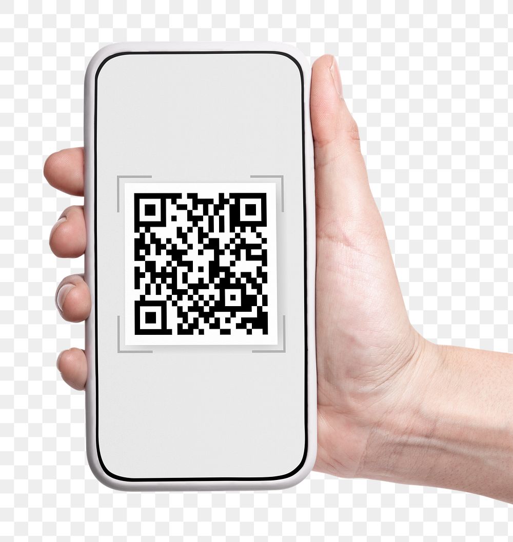 Png phone screen with QR code mockup