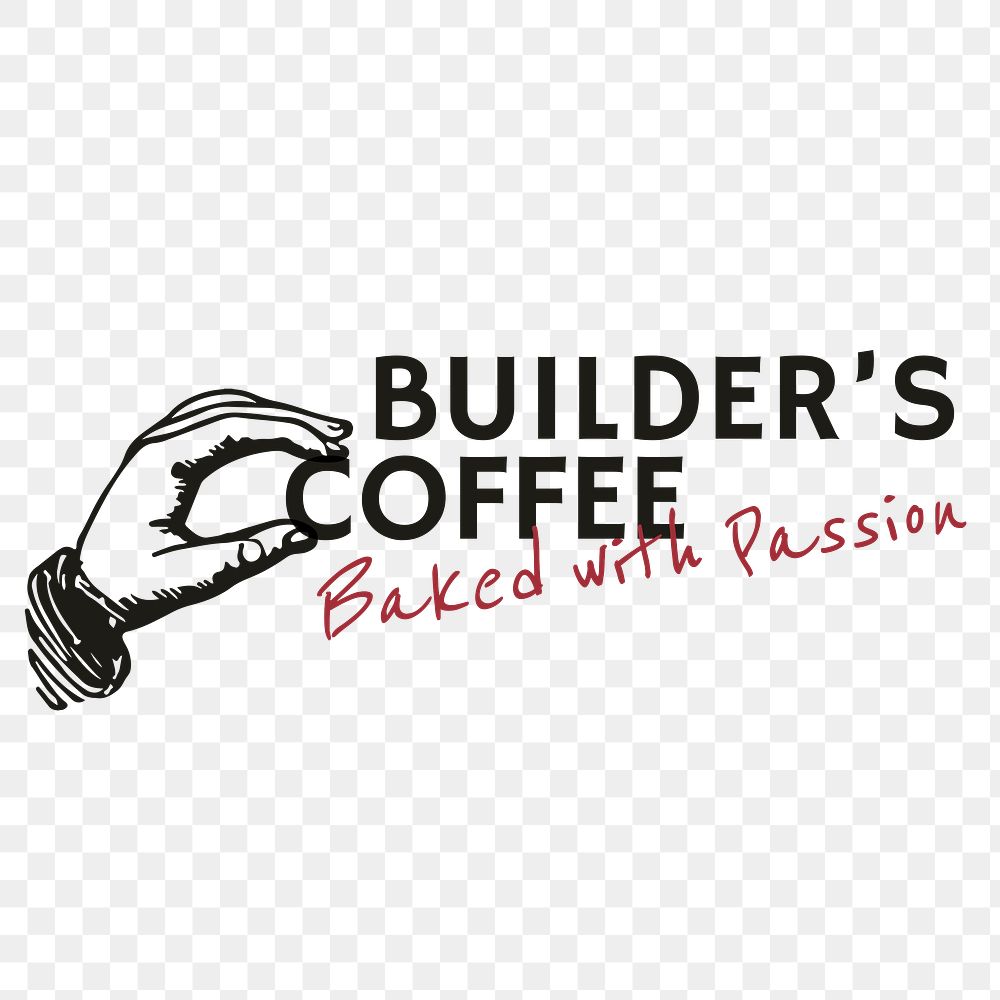 Png coffee shop logo business corporate identity with text and hand