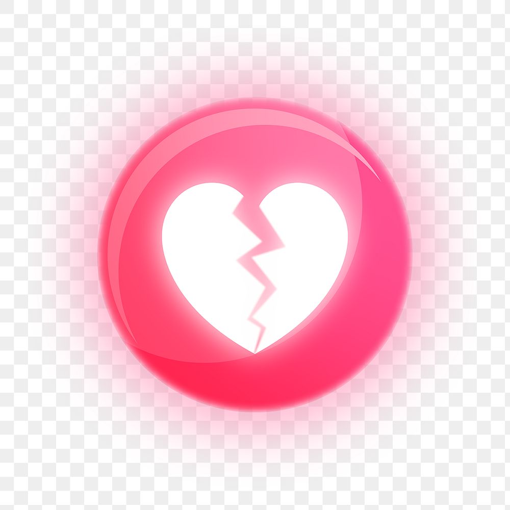 Glowing heart break icon png social media reaction