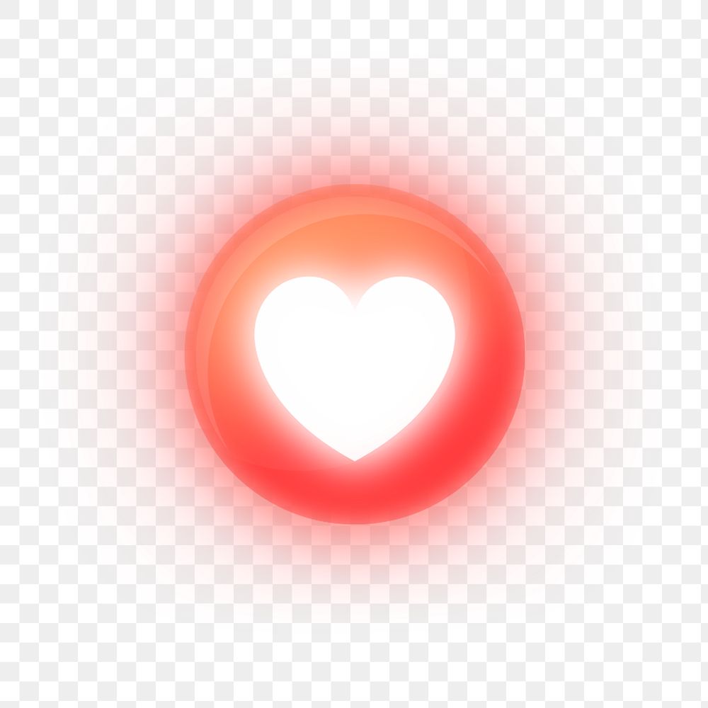 Glowing heart love icon png social media reaction