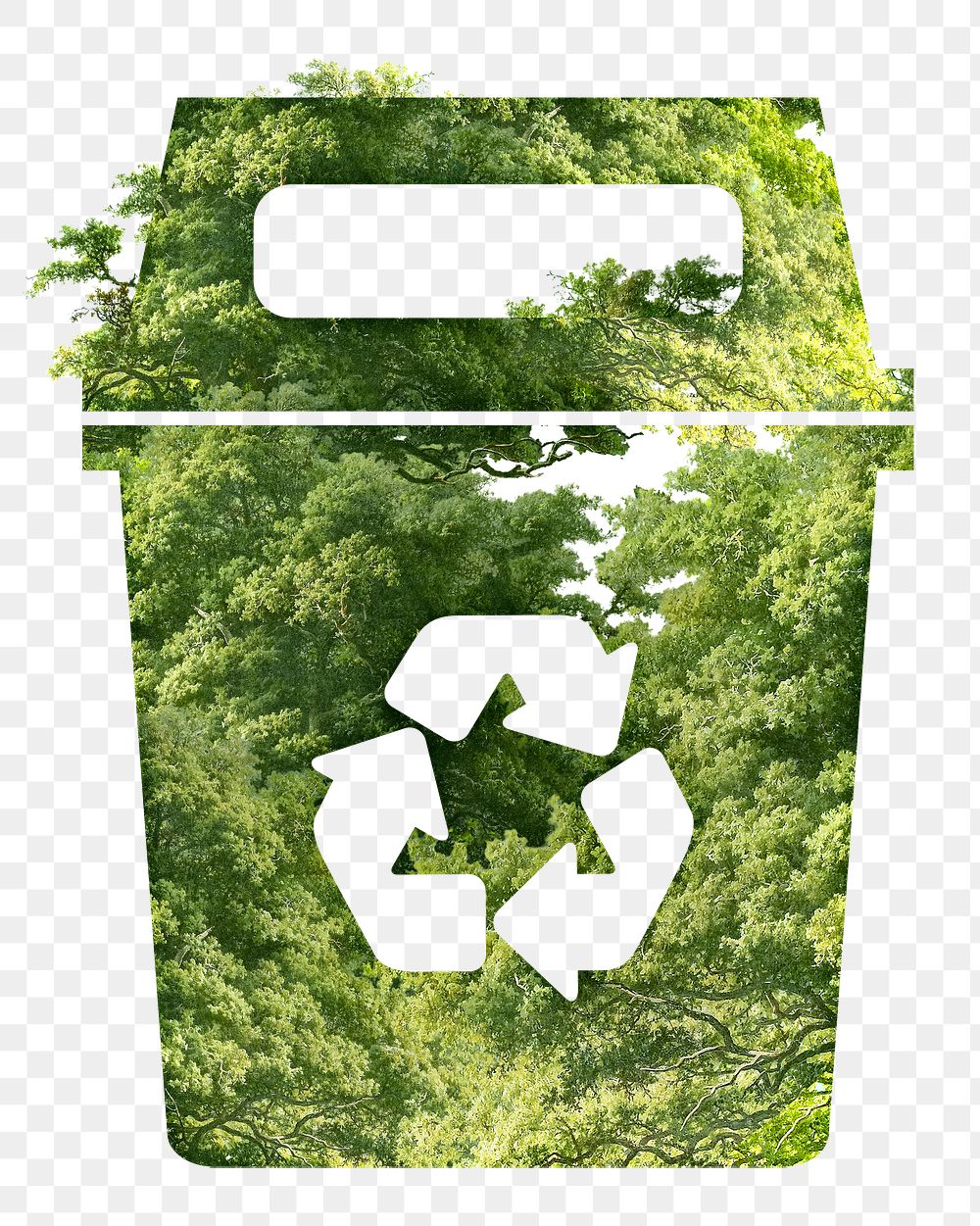 Png recycling trash can symbol in green