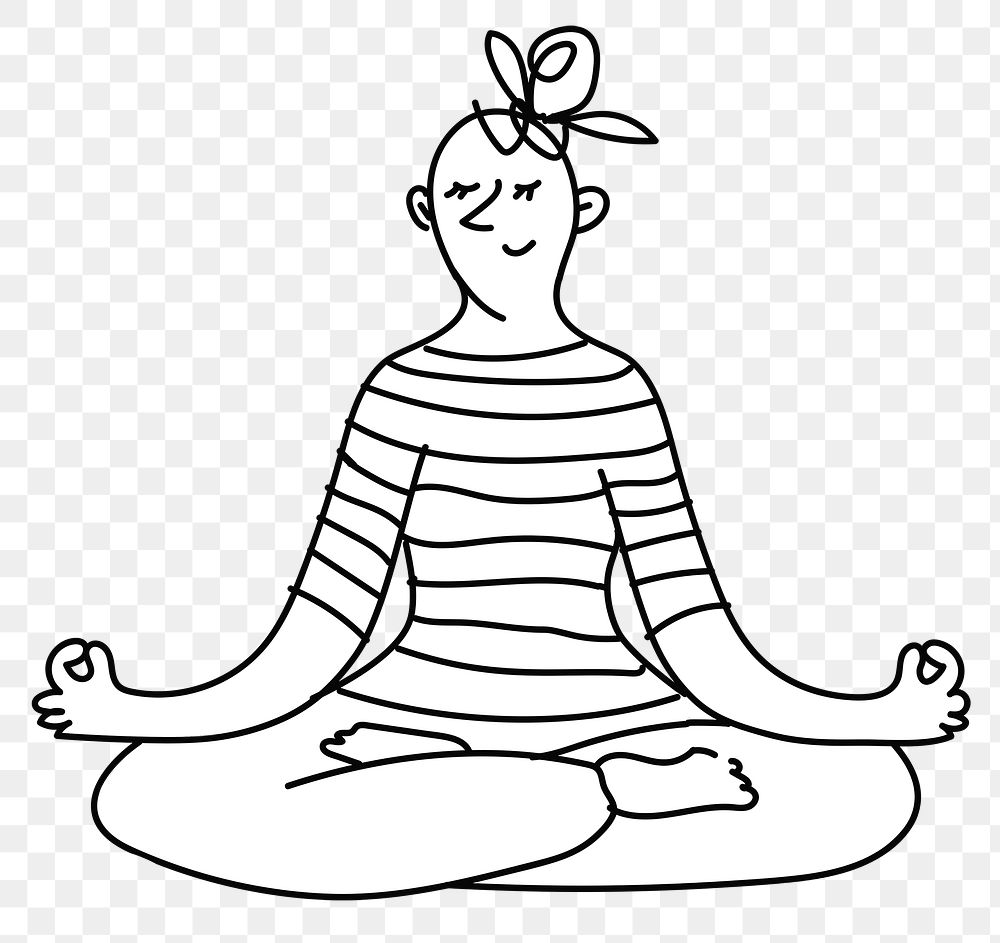 Png woman character meditating healthy lifestyle illustration