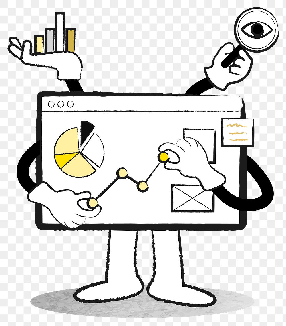 Png e-commerce business analytics board doodle illustration