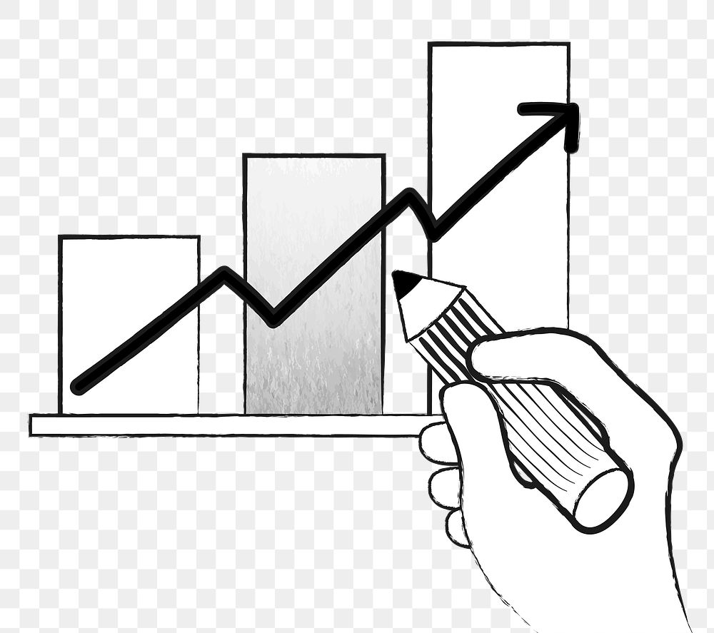 Png bar chart for business growth doodle illustration