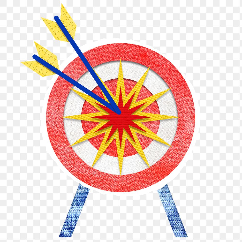 Png market targeting with colorful dart and arrow design element