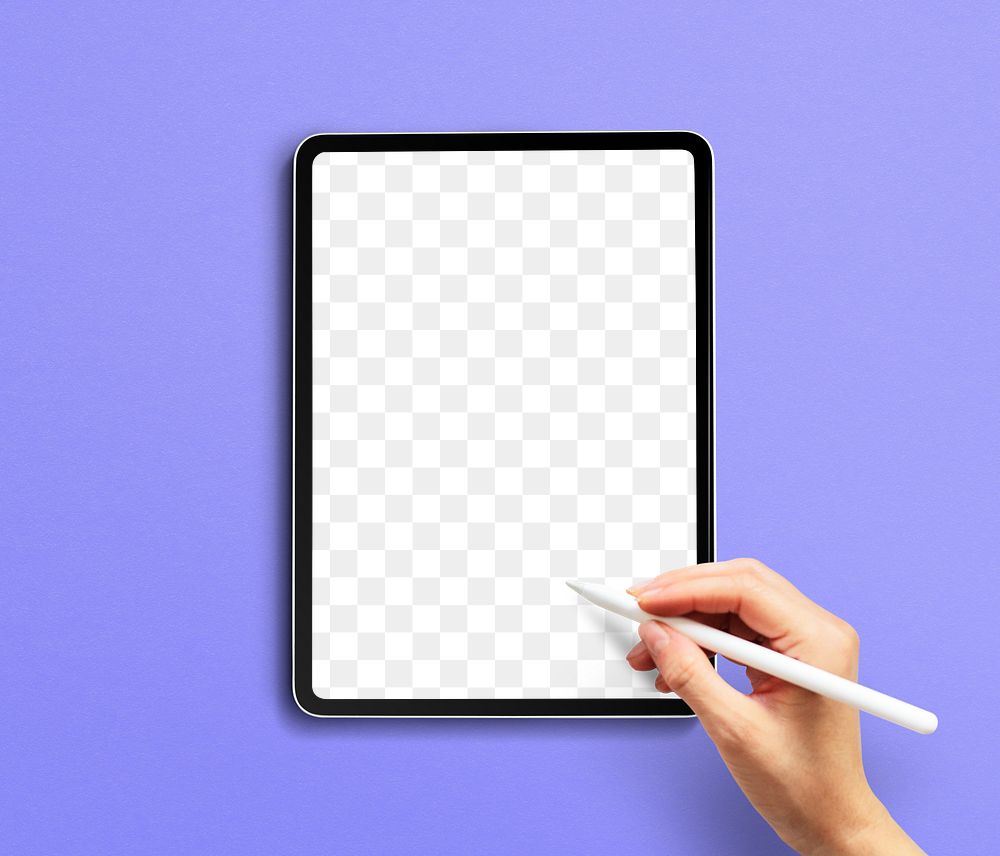 Png transparent tablet screen mockup with smart pen