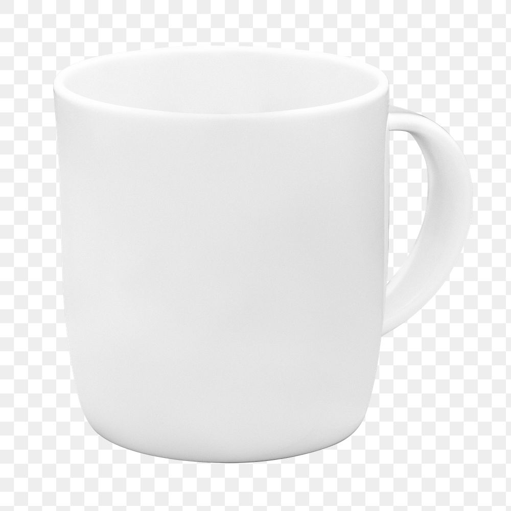 Png white mug mockup on transparent background