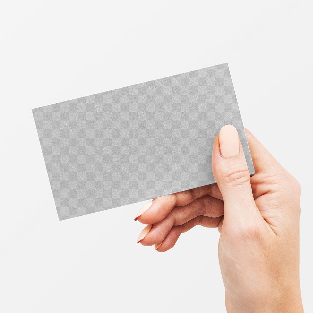 Png blank card mockup held by a hand
