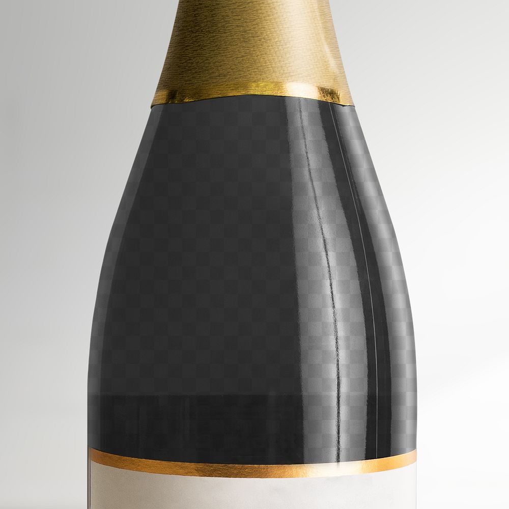 Png wine bottle mockup close up on transparent background