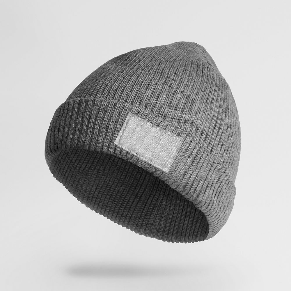 Png beanie mockup with transparent label