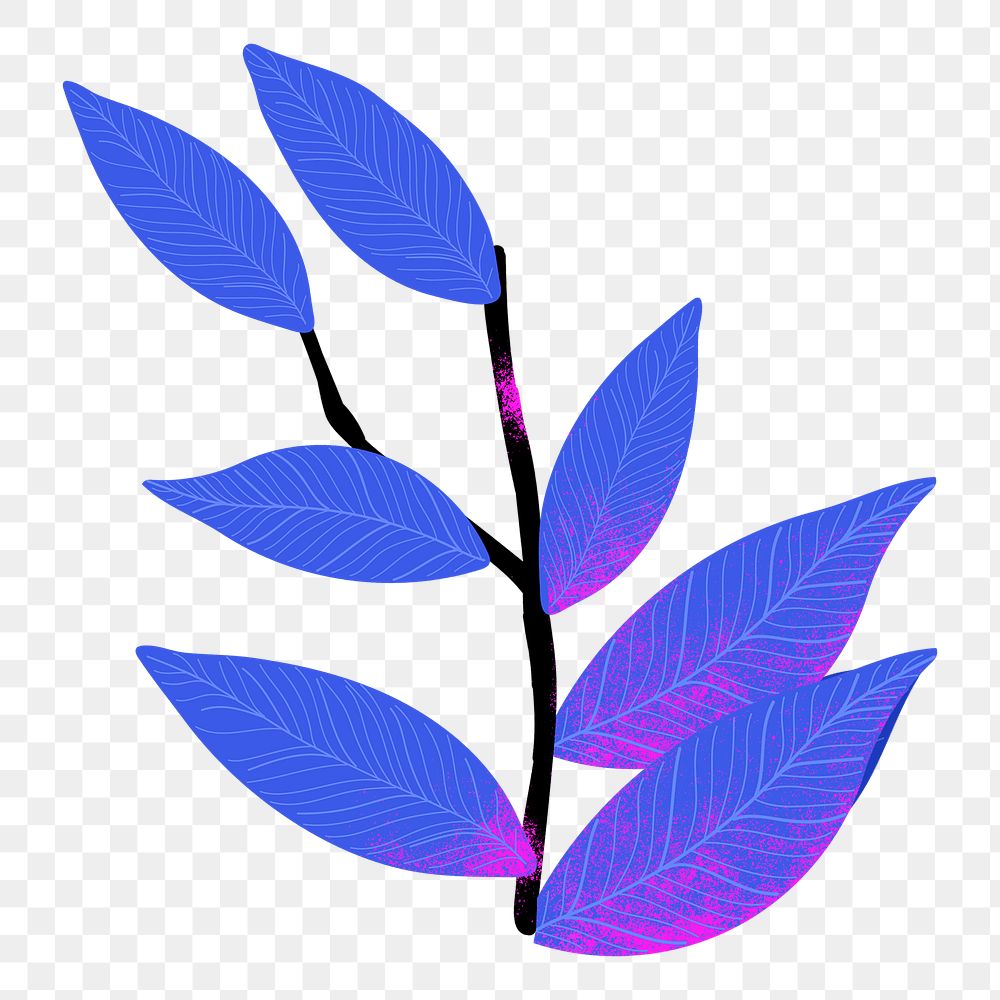 Blue leaf png sticker tropical illustration