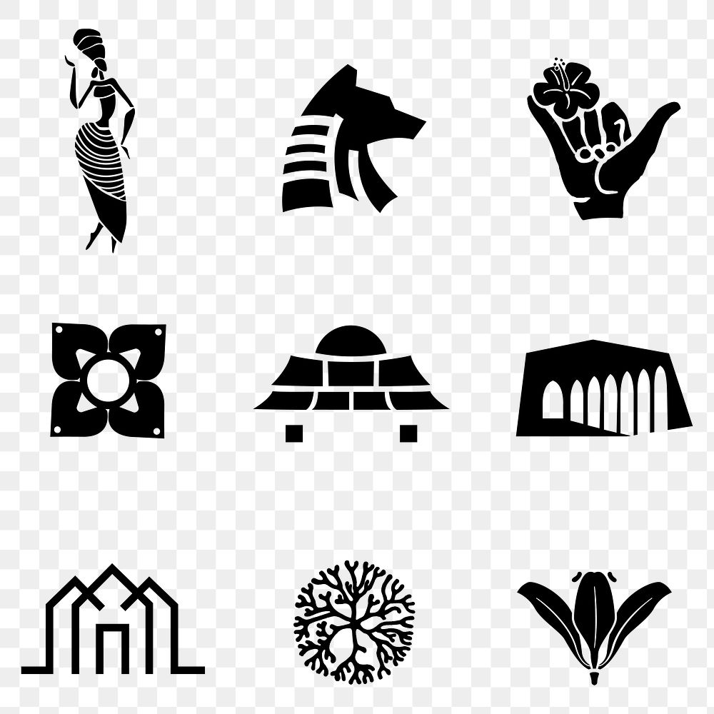 BW icon png illustration for branding set
