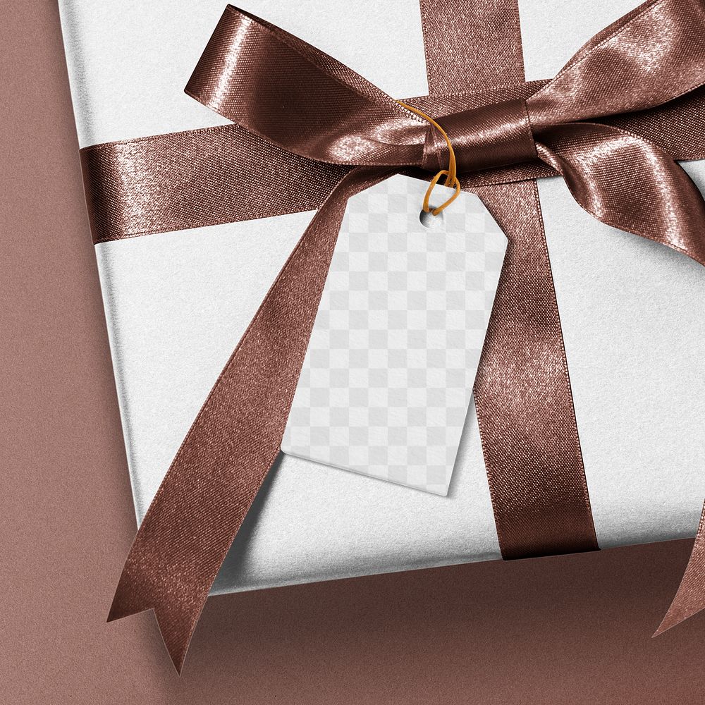 Label png mockup transparent on gift box