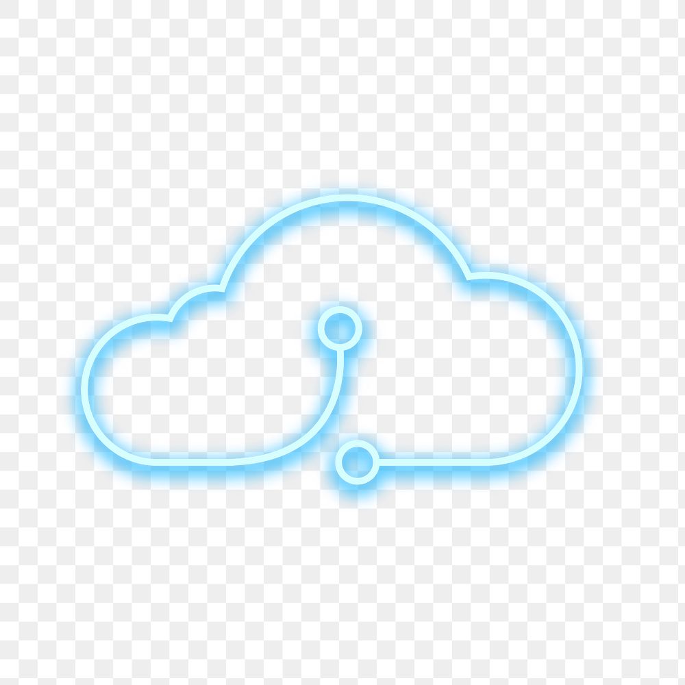 Blue neon cloud icon png design element