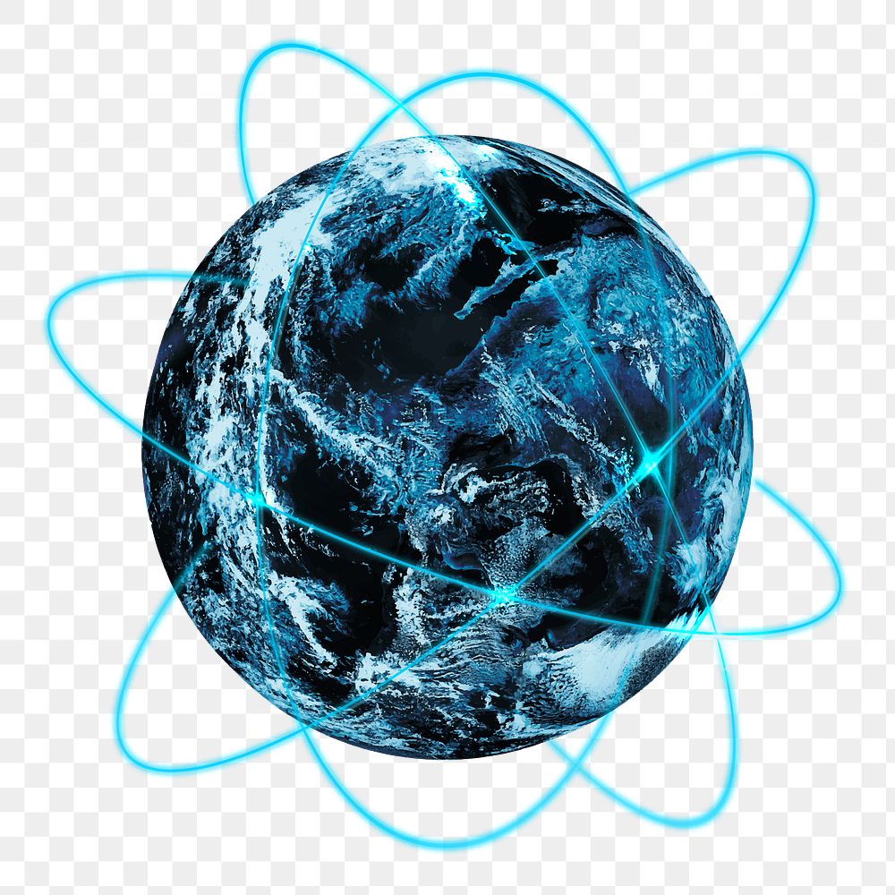 Blue world globe png design element