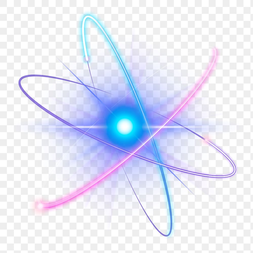 Atom science biotechnology purple png neon graphic