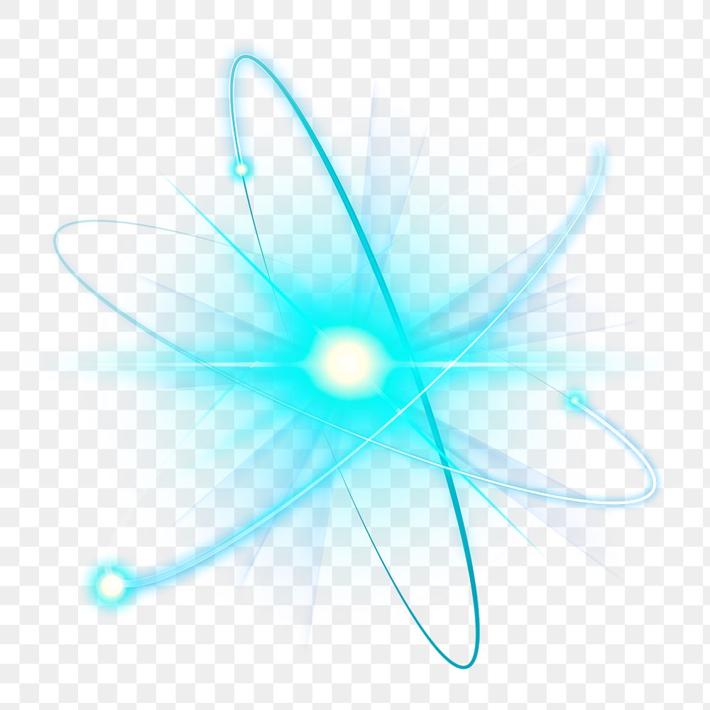 Atom science biotechnology blue png neon graphic