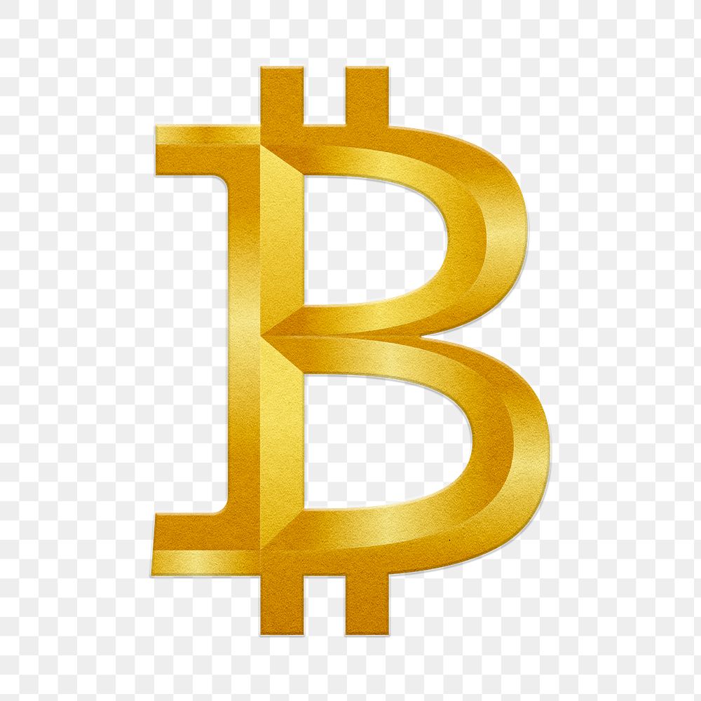 Bitcoin blockchain cryptocurrency icon png in gold open-source finance concept