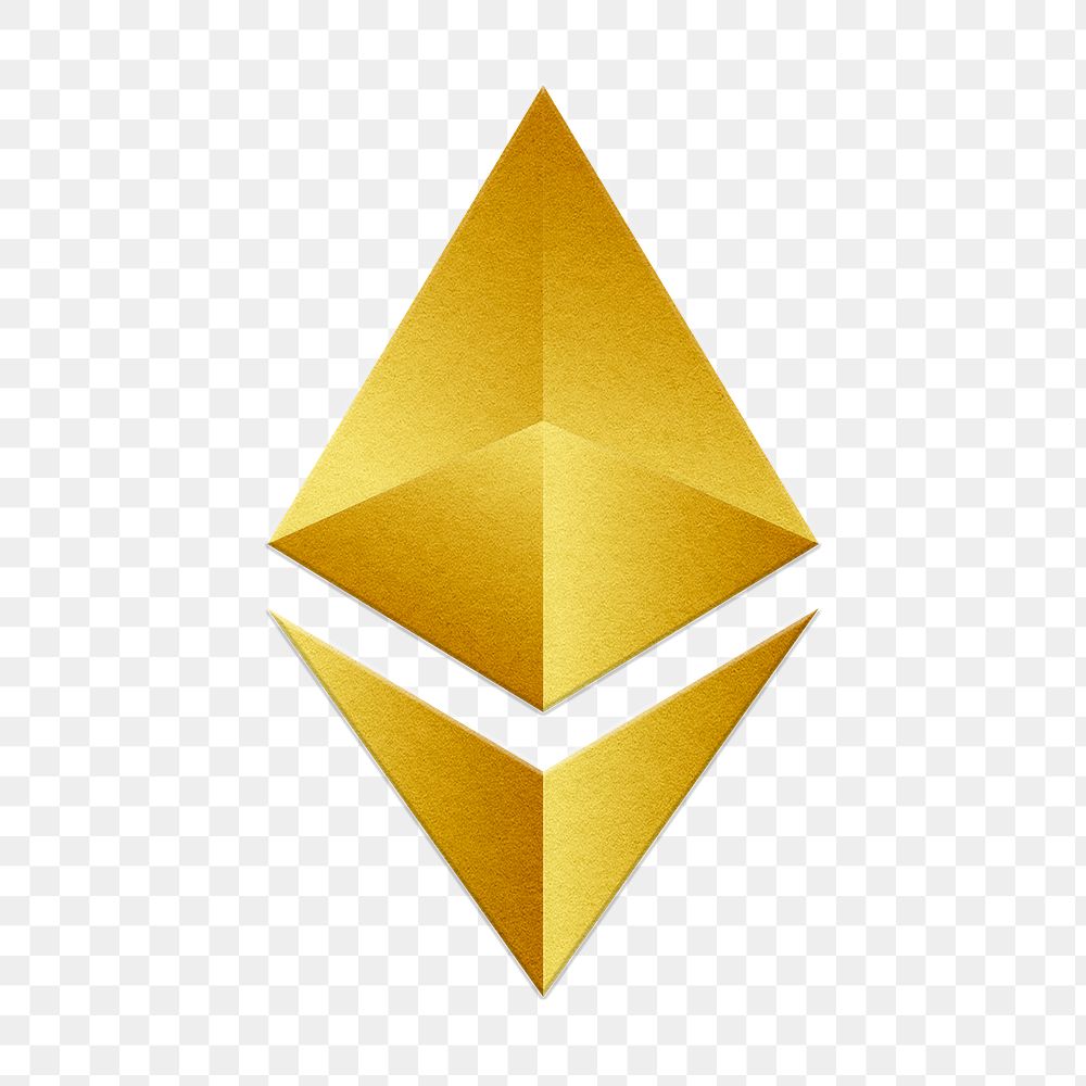 Ethereum blockchain cryptocurrency icon png in gold open-source finance concept