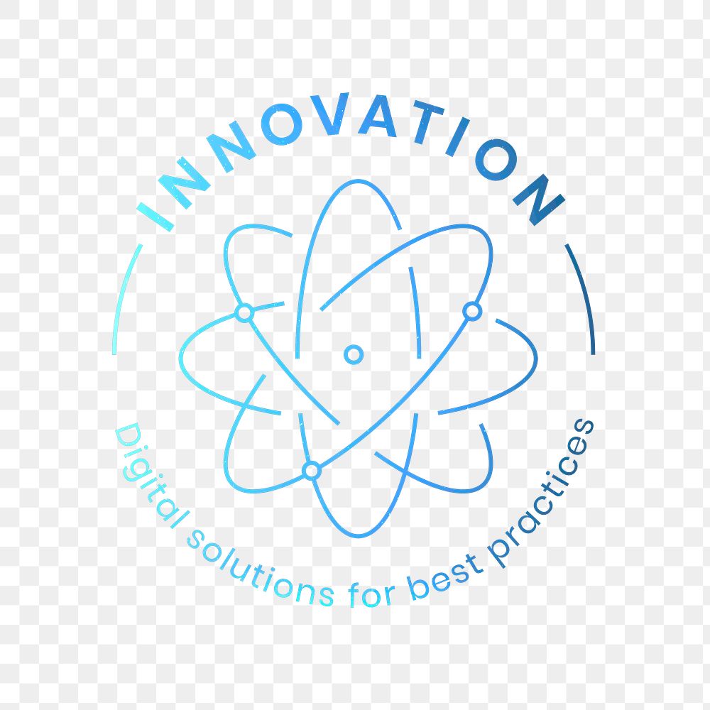 Innovation education logo png with atom science graphic