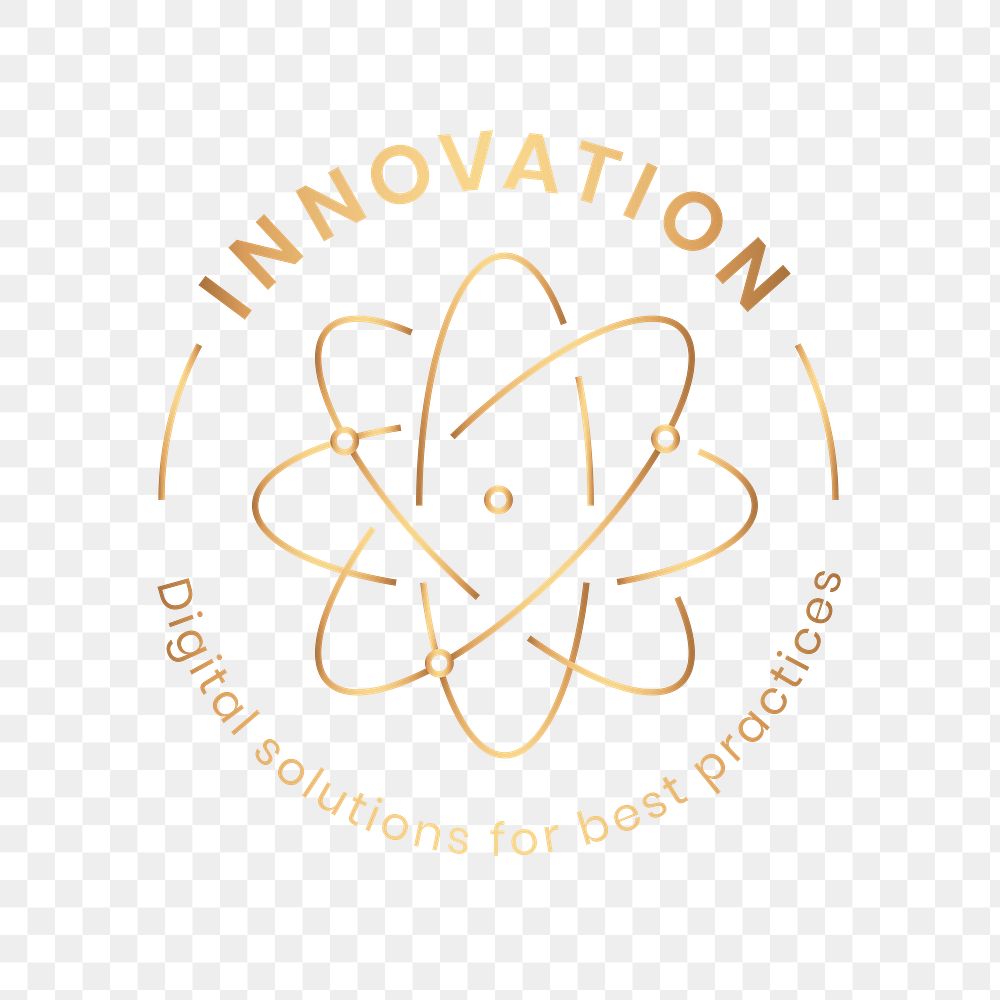 Innovation education logo png with atom science graphic