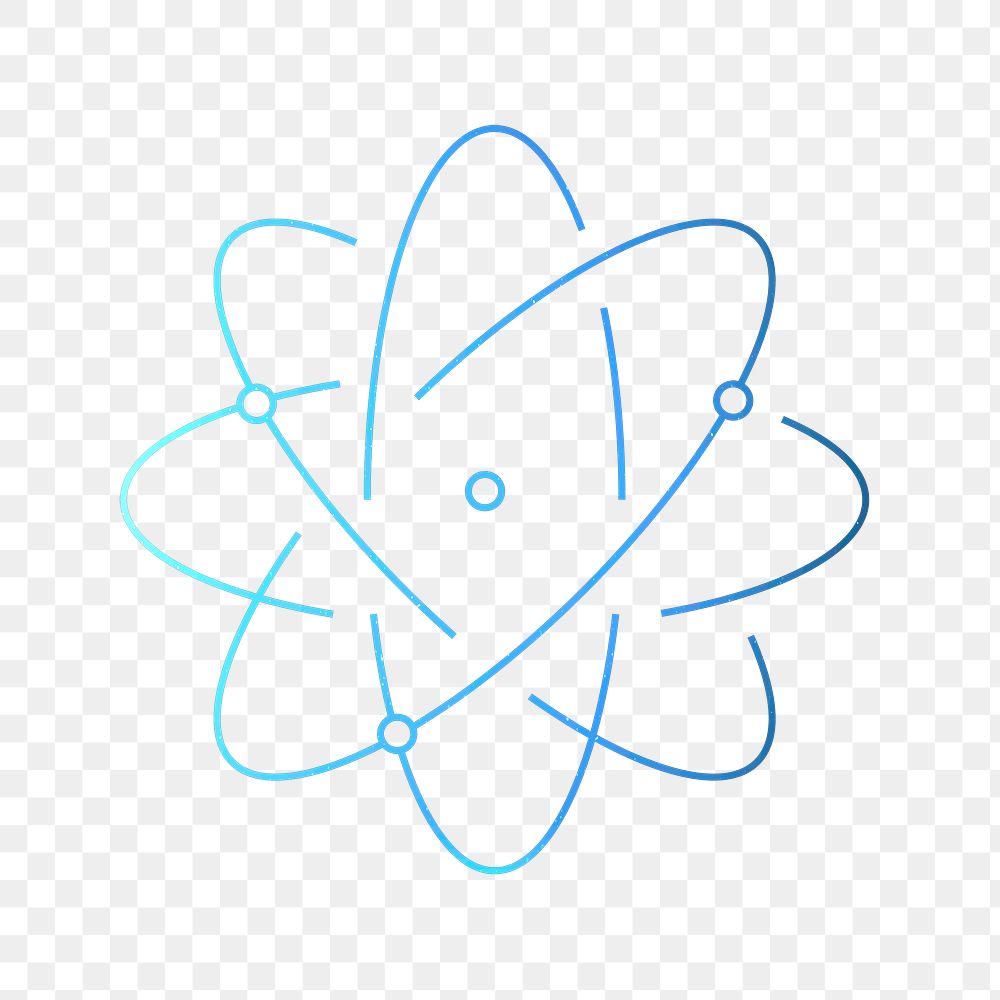 Atom science education icon png blue digital graphic