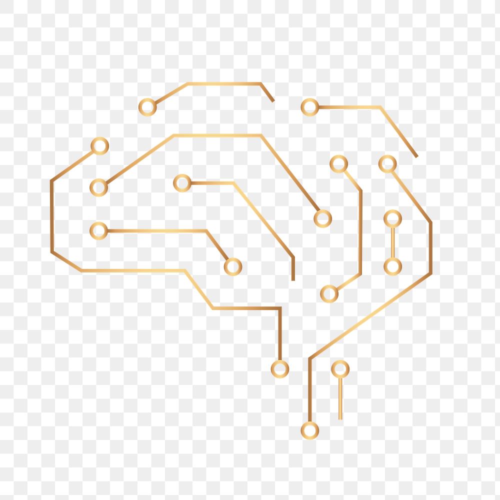 AI technology education icon png gold digital graphic