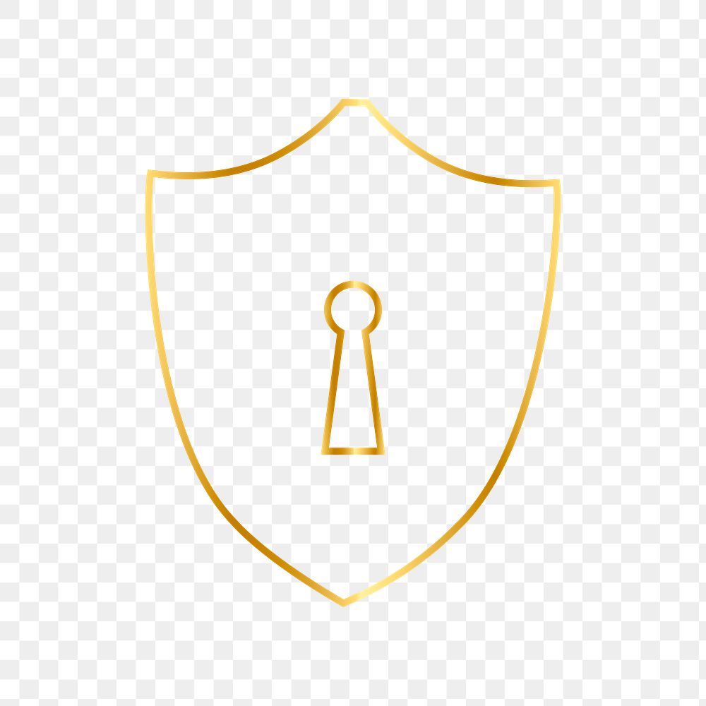 Shield lock icon png in gold tone