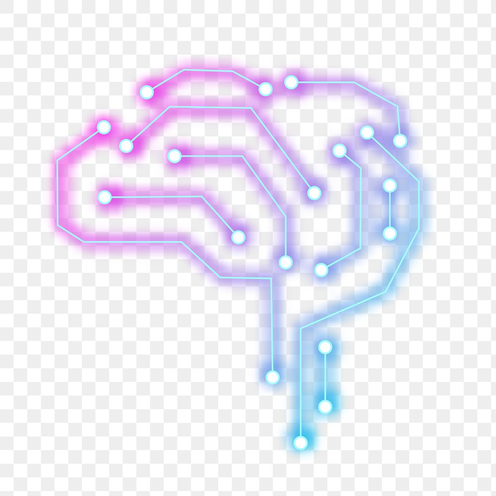 AI technology connection brain icon png in purple digital transformation concept