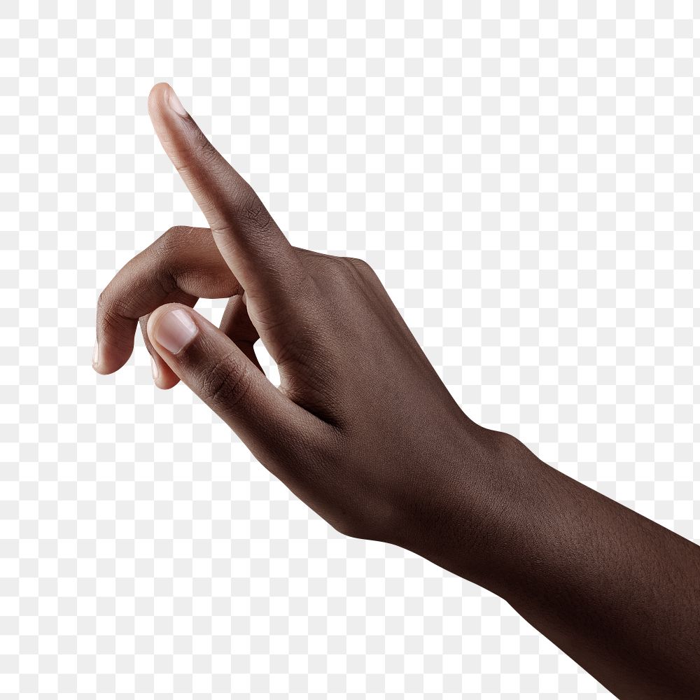 Pointing hand png mockup isolated on transparent background
