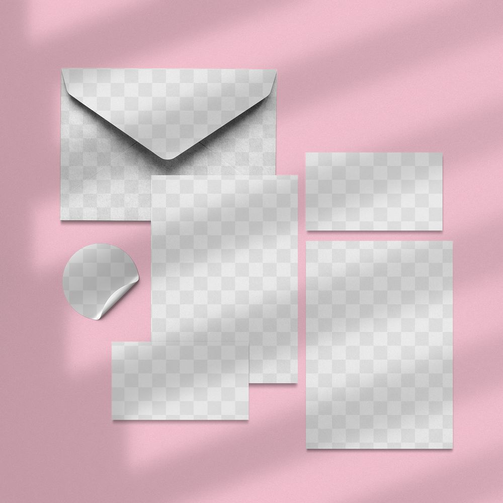 Corporate identity transparent mockup png set for business enterprise