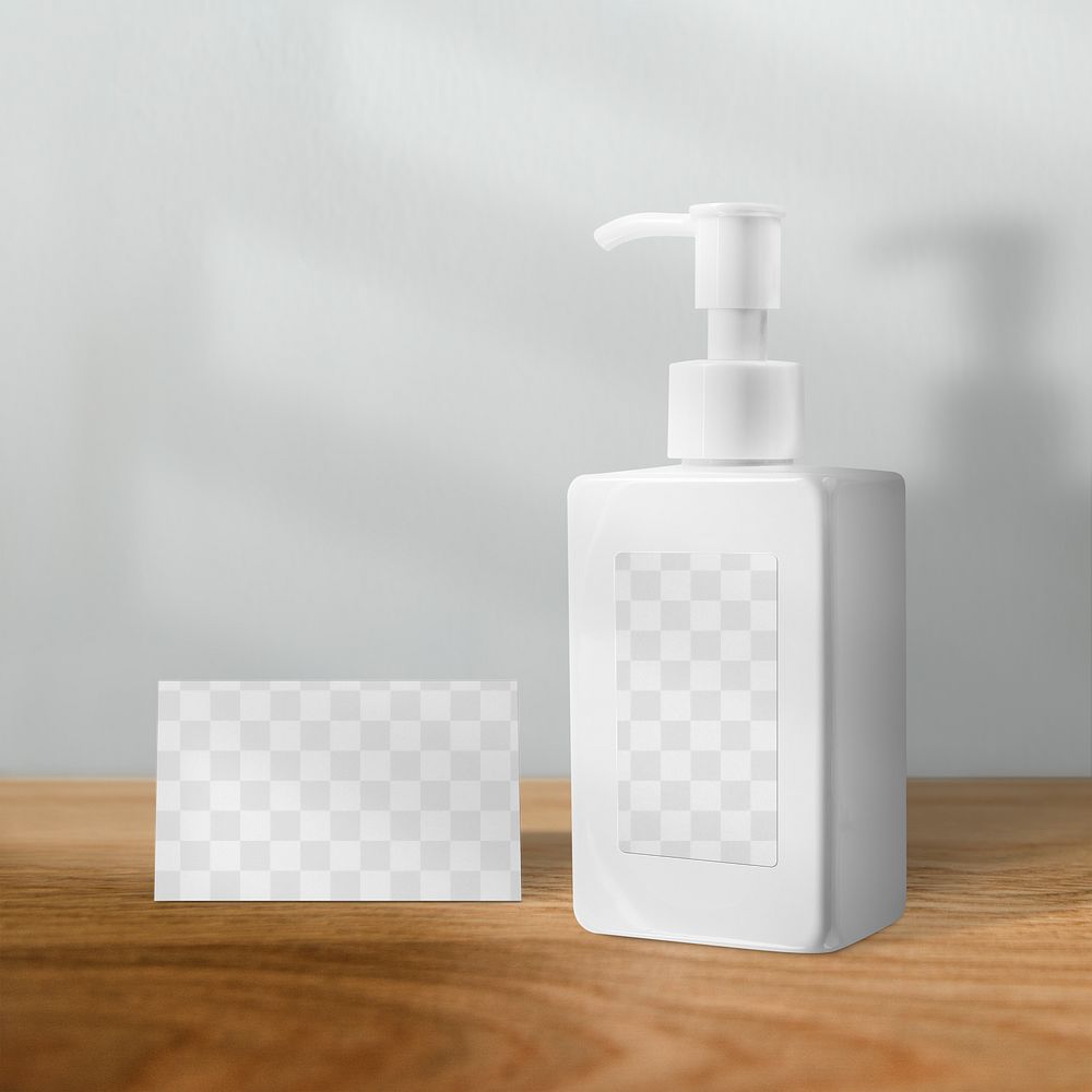 Soap pump mockup png and business card