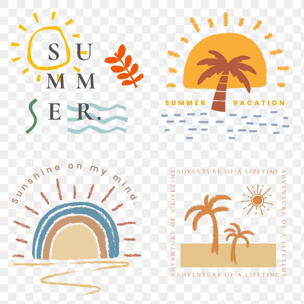 Png summer vacation cool t-shirt print design elements collection
