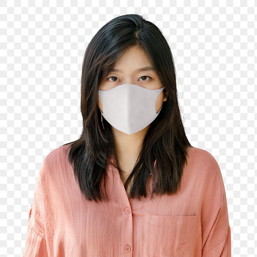 Png woman wearing mask clipart, portrait, transparent background