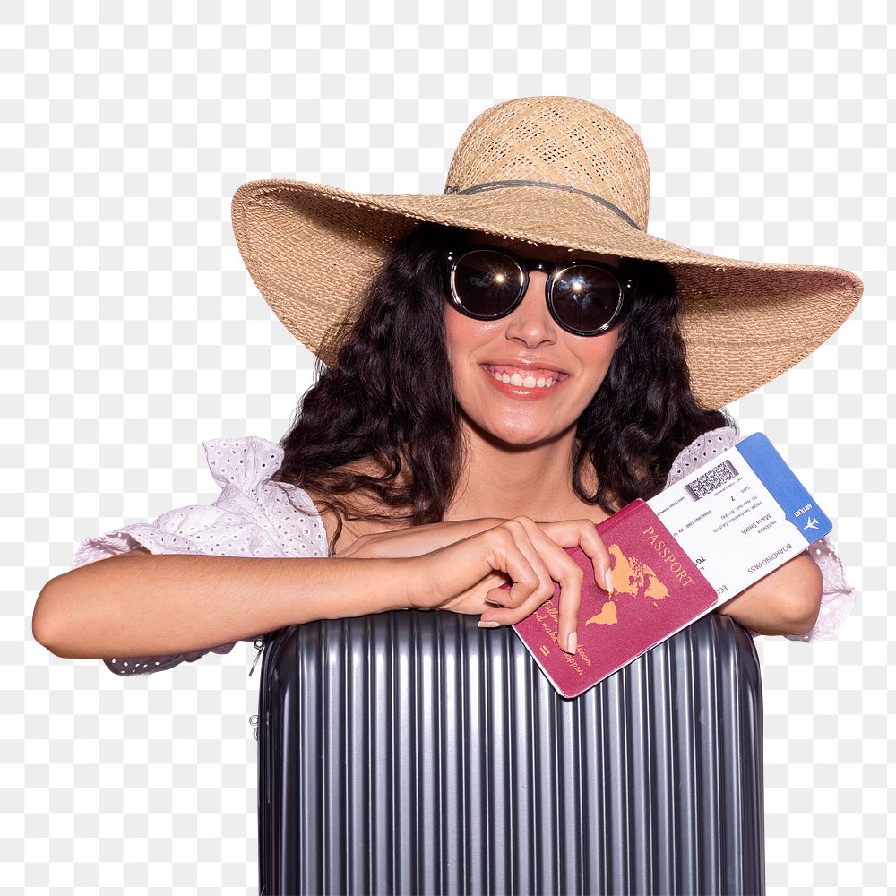 Happy woman ready for her summer trip mockup 