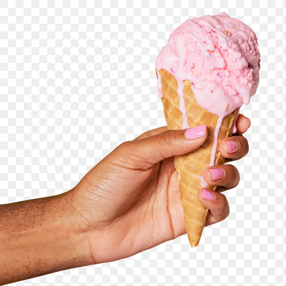 Hand holding a melting ice cream design resource 