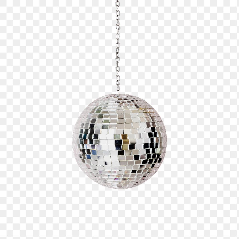 Shiny silver disco ball transparent png