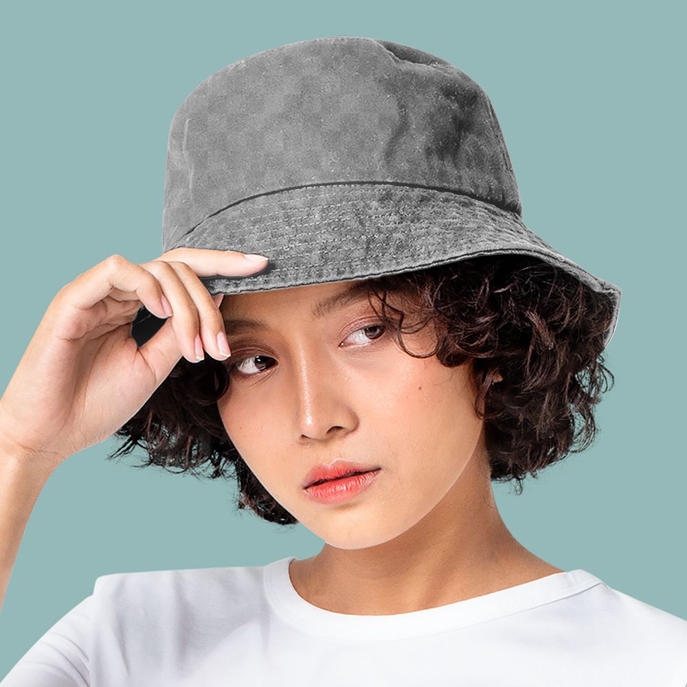 Bucket hat png mockup transparent trendy street fashion