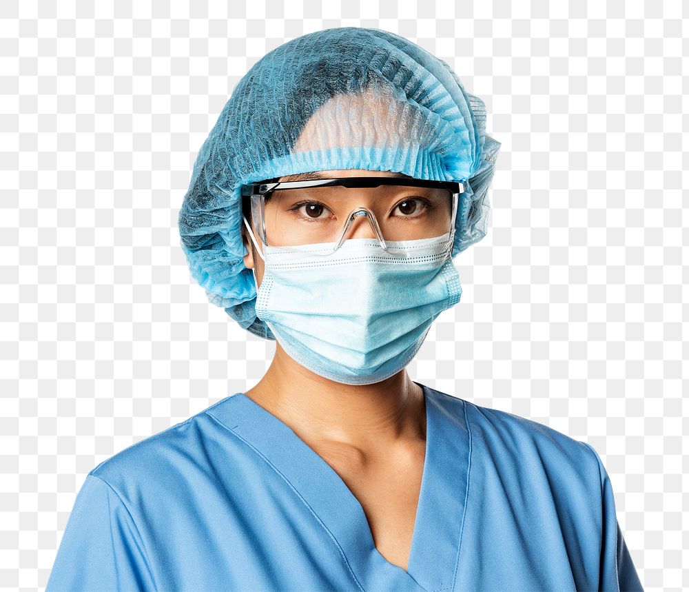 Medical professional png mockup in blue medical uniform