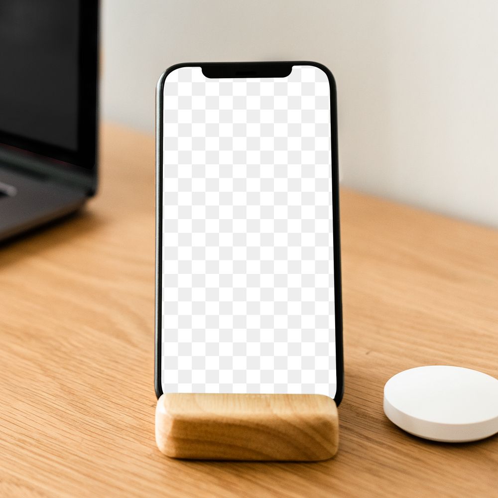 Phone png screen mockup by smart speaker