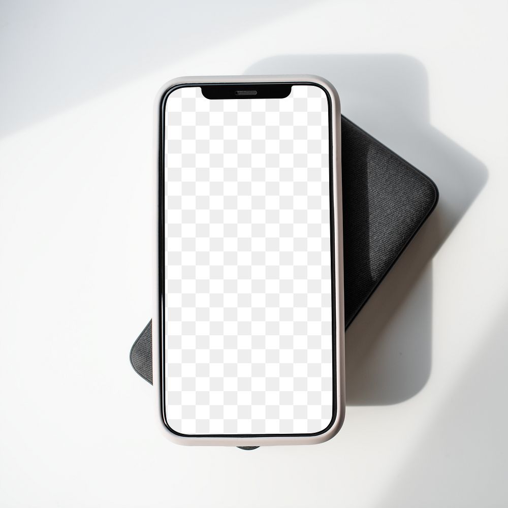 Smartphone png screen mockup with wireless charger innovative future technology